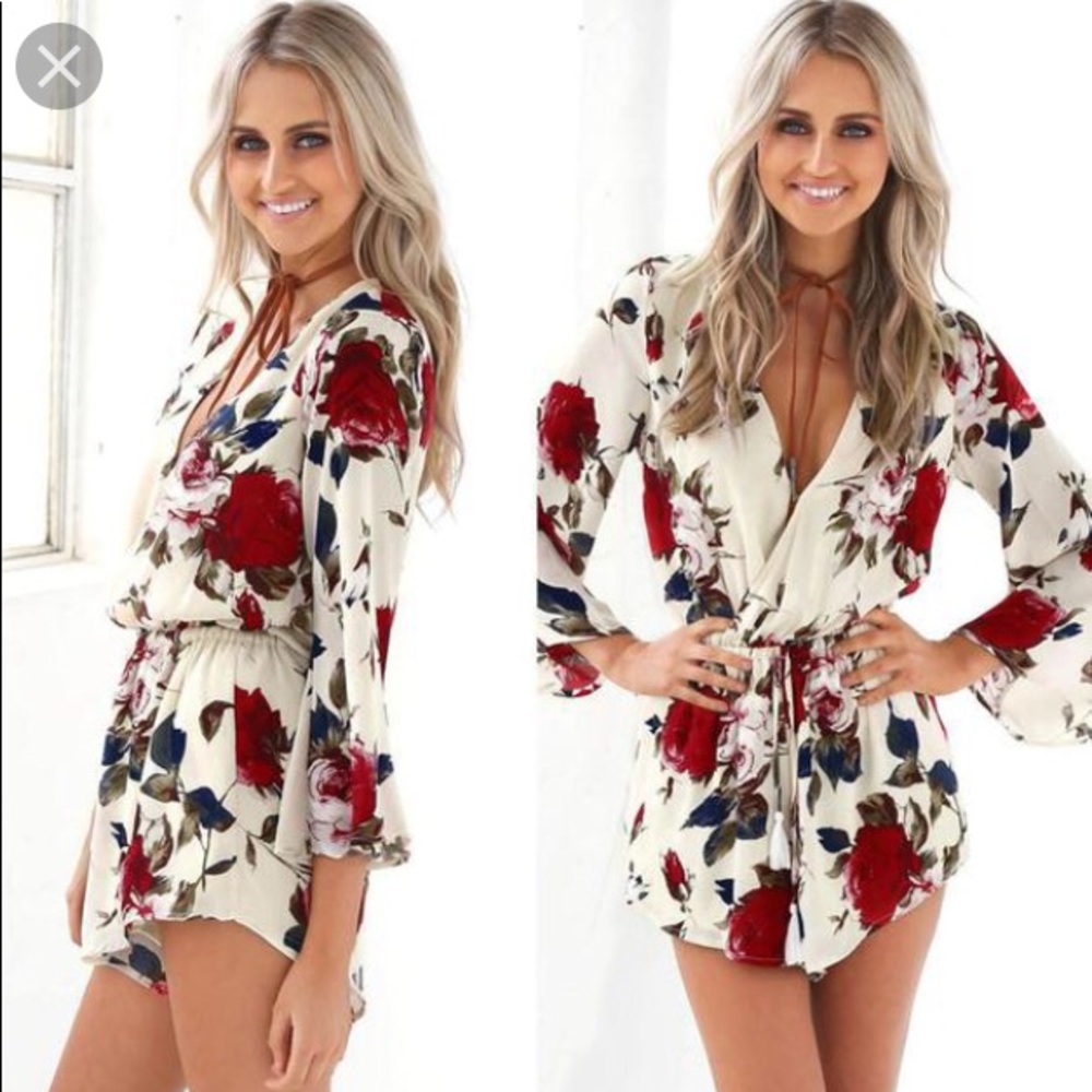 Floral white romper